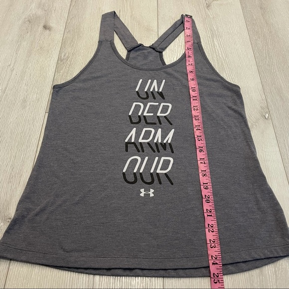 UNDER ARMOUR Gray Racerback Loose Fitting Tank Top - Picture 3 of 6